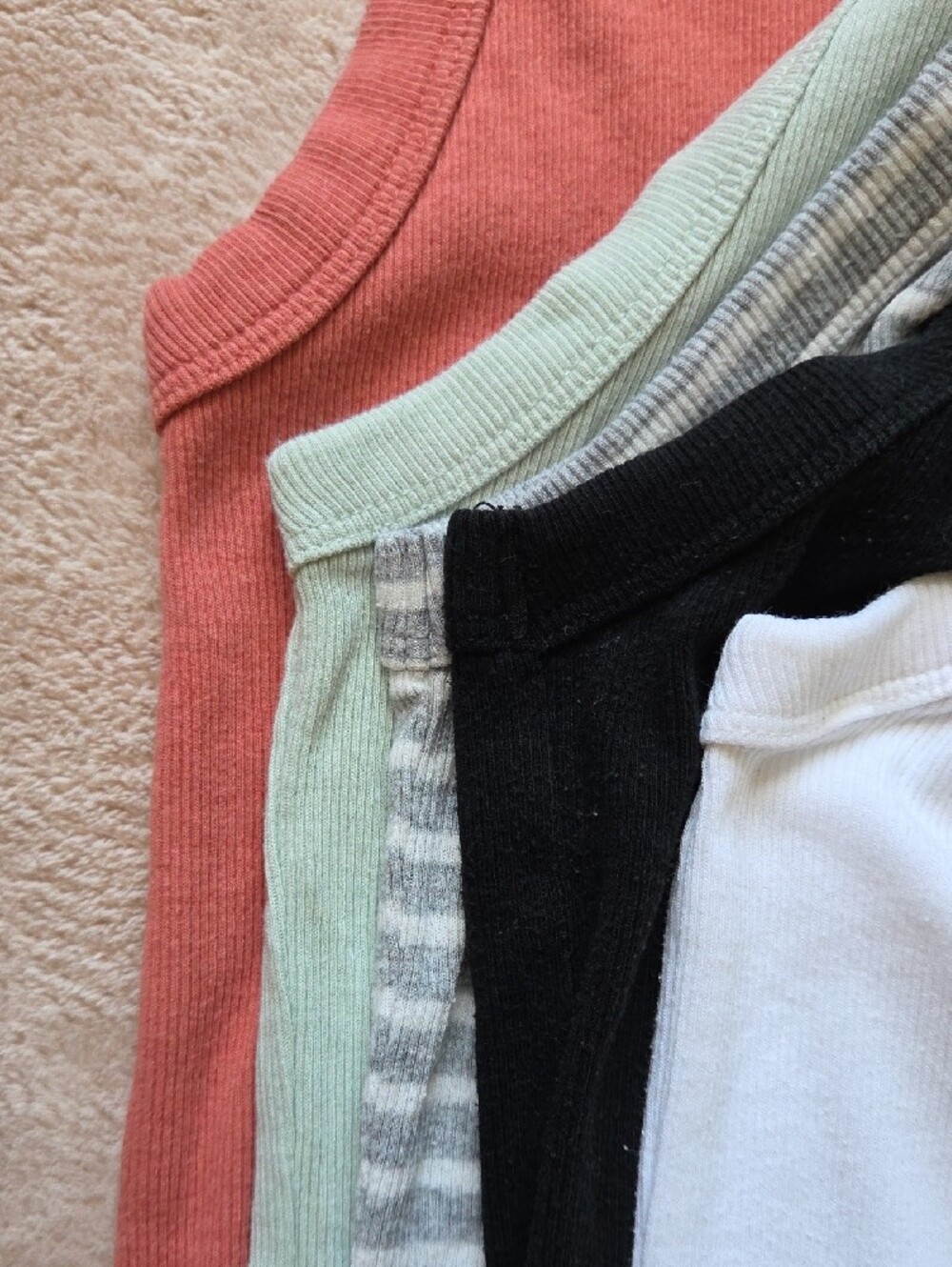a new day High Neck Tank Top Set White, Black, Mint, Coral & Gray Stripe Medium - Picture 2 of 10